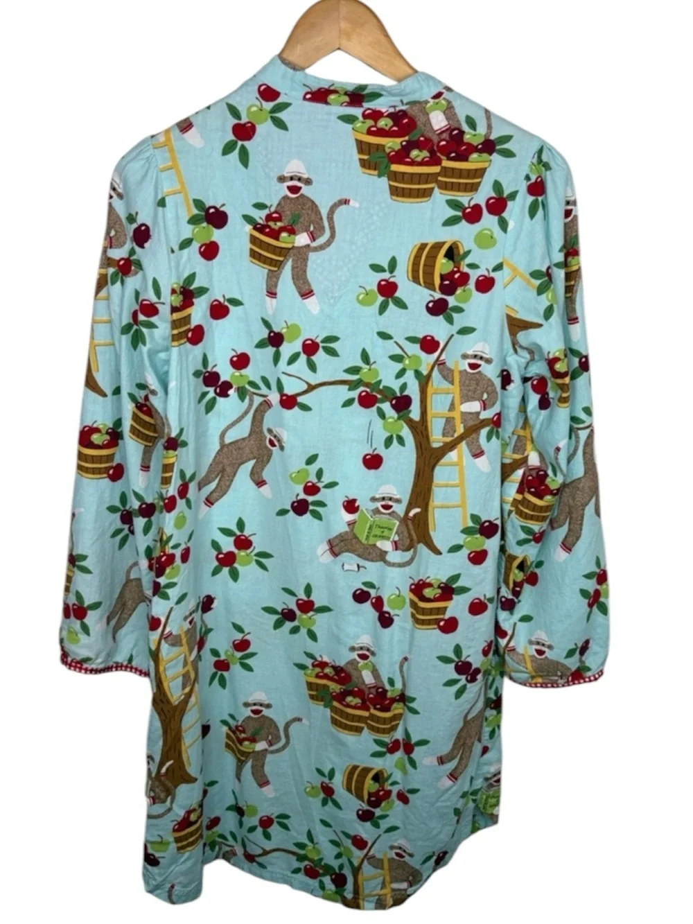 Nick & Nora Blue Sock Monkey Nightgown Sleepwear Women Size M